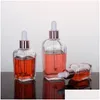 Storage Bottles Jars 10 To 100Ml Square Bottle Rose Gold Color Cap Dropper Eliquid Bottles Makeup Glass Cosmetic Storage Tools Cle Dhclk