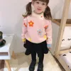 プルオーバー秋の冬の女の子フローラルニットセーターベビーキッズ太い暖かい長袖トップス幼児の子供たち221128