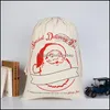 Décorations de Noël 2021 Sacs-cadeaux de Noël Grand sac en toile lourd organique Santa Sack Dstring Bag avec des rennes 1029 B3 Drop Deli Dhmqt