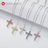 Gigajewe Totalt 1 1CT 3MMX11 RUND CURD D VVS1 Moissanite Pendant Necklace 925 Silver Christian Religious Cross Girl Girt GMSN206G