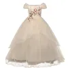 Robes de fille Kid mariage pour filles élégante fleur princesse longue robe bébé fille robe de noël robes infantil taille 6 12 14 ans 221125