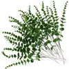 الزهور الزخرفية 20pcs النبات الاصطناعي الأوكالبتوس يترك نباتات بلاستيكية خضراء مزيفة لزهرة الزفاف جدار المنزل الديكور الديمقراطي الدعائم