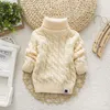 Pullover IENENS Kids Girl Sweater Tricots Turtleneck Baby Winter Tops Solid Color s Autumn Boy Warm Pull 221128