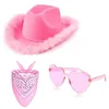 Berets Cowboy Hat Glasses Bandana Women Bachelorette Party Costume Bridal Cowgirl Dress Up Drop