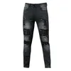 Jeans pour hommes hommes peints extensible skinny slim fit slim fit déchiré en détresse plissée de genou pantalon denim pantalon marque décontractée pour masculin 221128