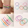 Anklets Boho Summer Beach Candy Color Beads Anklet Set Female 2022 6Pcs Sets Footwear Women Drop Delivery Jewelry Dhy0A