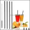 Drinking Straws Stainless Steel St Reusable Sts Metal Drinking Bar Drinks Party Wine Accessories Straight Ampbent Style Dh0118 122 J Dhlcv