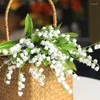 Flores decorativas Artificial Wedding arranjo de festas Office Home Garden Decoration Flower Realistic Lily of the Valley Plastic White