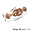 Baby Beech Wooden Teether Rattle Toys Wood Teething Rodent Ring Musical Chew Play Gym Stroller Nursing Gifts Toys