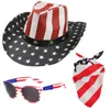 Berets Cowboy Hats Vintage Summer Sunhat Western Cowgirl Hat And Bandana Sunglasses Costume Party Dress Up Accessories