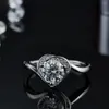 Cluster Rings GEM'S BALLET Wedding Engagement Ring Heart 925 Silver 585 14K 10K 18K Gold 1.0Ct 6.5mm D Color Moissanite For Women