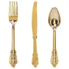 Одноразовая посуда 30 ПК на столовую посуду Золотая пластиковая серебряная посуда ножа и ложки Set Set Swed Party 221128