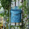 Garden Decorations Pastoral Lockable Secure Iron Post Box Vintage Handmade Metal Letter spaper Mail Wall Mounted Creative Mailbox HW176 221128