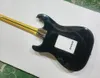 6 Strings Black Electric Guitar with HSH Pickups Yellow Maple Fretboard Customizable