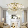 Chandeliers Nordic Crystal Chandelier Lighting Household Living Room Hanging Light Bedroom Leaf Design Crystals AC Home Decoration