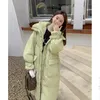 Mulheres femininas vestem roupas pretas roupas longas moda coreana engrossofove à prova de vento quente e reto com capuz sufuffer Outwear Tops de inverno