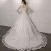 Vintage Spitze Brautkleid Applikationen Perlen O-Ausschnitt Prinzessin Brautkleider 2022 nach Maß