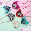 Storage Bags Cute Single Shoder Diagonal Heart Shape Bag With Lanyard Mermaid Sequins Small Coin Purses Traveling Girls Storage Bags Dhiph