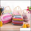 Storage Bags Storage Bags Stripe Printed Food Heat Preservation Bag Thermal Insated Boxbento Lunch Box 107 N2 Drop Delivery Home Gar Dhjfu