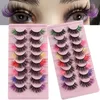 Handmade Reusable Color False Eyelashes Naturally Soft and Delicate Curly Thick Multilayer Mink Fake Lashes Extensions Strip Eyelashes Messy Crisscross