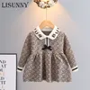 Pullover herfst wintermeisje trui jurk prinses kinderen baby kinderen doek zoet gebreide jurks boog jumper 1-5y 221128