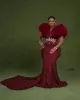2022 ASO ASO ebi burgundy Sparkly Mermaid Prom Dresses Heeded Seconded Second Second Section Dontription Wly935