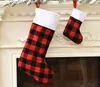 Noel Çorapları Ailesi Noel Ağacı Dekorasyon Şömine Asma Çorap Şeker Hediye Çantası Santa Klasik Kırmızı Siyah Buffalo Ekose Tatil Sezon Parti Dekor SN355