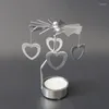 Candelabros giratorios románticos creativos, candelabro giratorio, candelabro de Metal para té, carrusel, decoración del hogar, boda