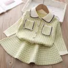 Cardigan Kids Girls Long Sleeve Sweaters Fashion Wear Knitted and Skirt Clothing Suit for Children Baby Girl 221128