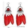 Dangle Boucles D'oreilles Bohême Bijoux Accessoires Vintage Hyperbole Forme Ronde Dégoulinant D'huile Plume Gland Boho Longue Goutte Suspendue Pour Les Femmes