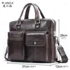 Briefcases PIUNCLE Genuine Leather Men's Business Briefcase For Work Men Shoulder Messenger Bag Casual Crossbody Office Handbag