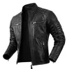 Men's Leather Faux Motorcycle Causal Vintage Coat Men Autumn Outfit Fashion Biker Pocket Design Top Layer Cow Jacket 221124