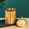 Storage Bottles Golden Brass Jars And Lids Tea Canister Coffee Candy Pots Desk Decoration Crafts Jewelry Jar Cosmetic Containers