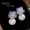 Charm Imitatie Pearl -oorbellen Women Fashion Fashion Flake Crystal Zirkon sieraden Leuke keuze voor paar cadeau 221125