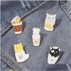 Pinnen broches cartoon kat dierbroches set 5 stcs creatieve koffiebek claapjesschotbadges voor meisjes goud vergulde reversspeld denim shhoo