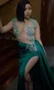 2022 Plus Size Arabic Aso Ebi Green Luxurious Sexy Prom Dresses Beaded Crystals High Neck Evening Formal Party Second Reception Gowns Dress wly935