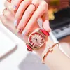 Armbandsur 2022 Luxury Rotation Watch for Women Ladies Casual Vintage Leather Band Top Brand Creative Gift Relojes Para Mujer