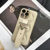 telefoon De luxe lederen hoesjes cel is iphone14pro max W patroon herfst en winter iphone 13 met de hand gestikte lens volledige dekking schokbestendig hoesje voor mobiele telefoon