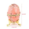 Smycken påsar rosa kärlek hjärta Faberge-egg-serien handmålad prydnadslåda med rik emalj och glittrande strass unik gåva