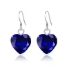 Kolczyki Dangle Sapphire 925 Kamień Big Heart for Women Srebrna biżuteria świetna gość gościnny