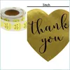 Other Decorative Stickers New Pattern Thank You Stickers Glossy Gold Paper Sticker Handmade Craft Paster For Supporting My Small Bus Dhxse