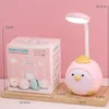 Lámparas de mesa USB recargable LED Lámpara de luz nocturna Cute Chick Escritorio de dibujos animados Protección ocular Ahorro de energía Lectura