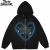 Kurtki męskie Hip Hop Streetwear Men Graffiti Heart Letter Niedźwiedź Print Płaszcz Autumn Harajuku Bawełna Owewecja 221124