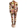 Kvinnors sp￥rdr￤kter Kvinnors 2022 Fashion Casual Snake Skin Digital Printing Tight Cardigan Two Piece Suit Elastic