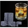 Ice Buckets And Coolers 180Pcs/20Set High Quality Natural Stones 9Pcs/Set Whiskey Cooler Rock Soapstone Ice Cube With Veet Storage P Dhbpd