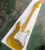 6 Strings Gold Electric Guitar with SSS Pickups Scalloped Yellow Maple Fretboard Customizable