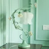 Table Lamps European Green Vintage Rose Lamp For Bedroom Metal Flower Living Room Light Art Deco Girl Bedside Fixture