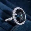 Bröllopsringar Wukalo Charming Blue CZ Women Party Accessories Bling Gracieful Bridal Eternity Ring Trendy Jewelry Wholesale