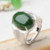 Klusterringar 925 Silver och Tianyu Jade herrring naturlig hane