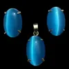 Vackra smycken set örhängen halsband hänge blå opal jade 6-9#